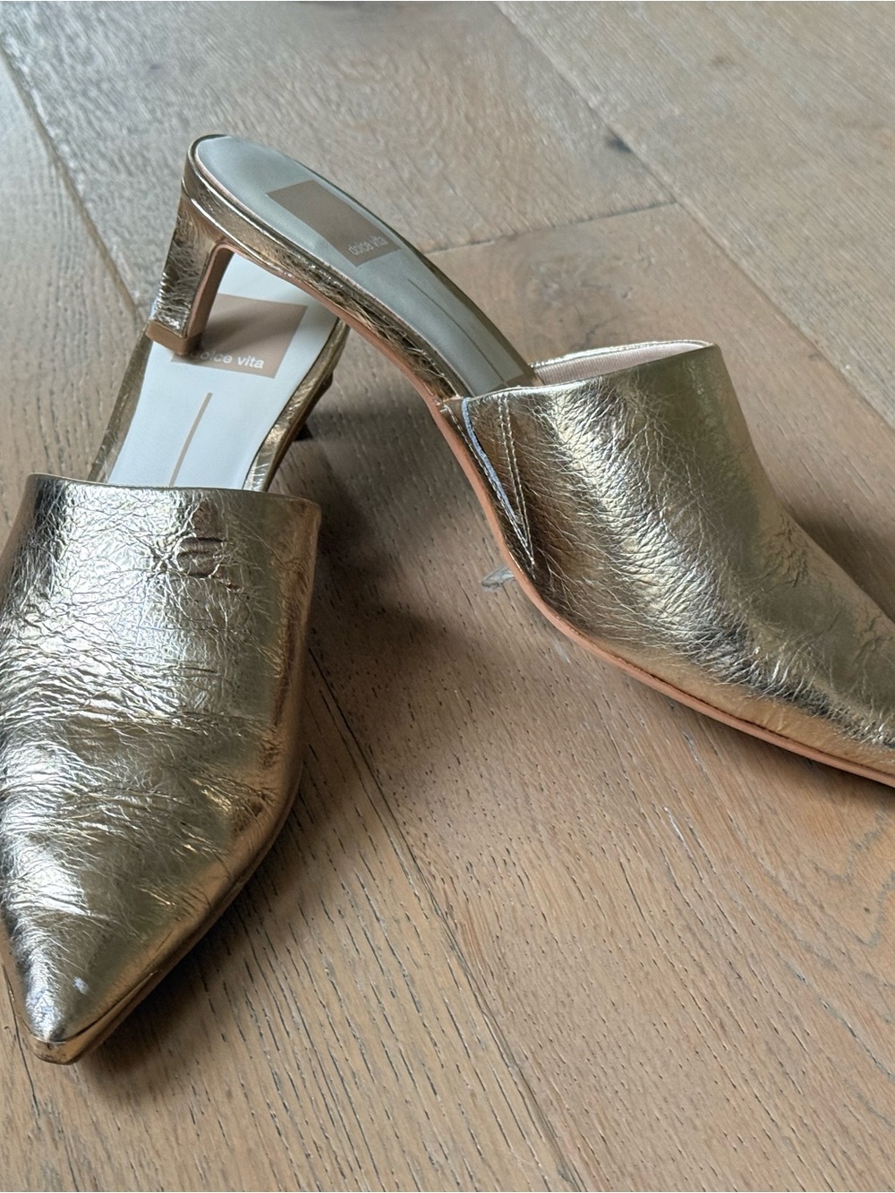 Dolce Vita Metallic Gold Slip-On Mule Heels